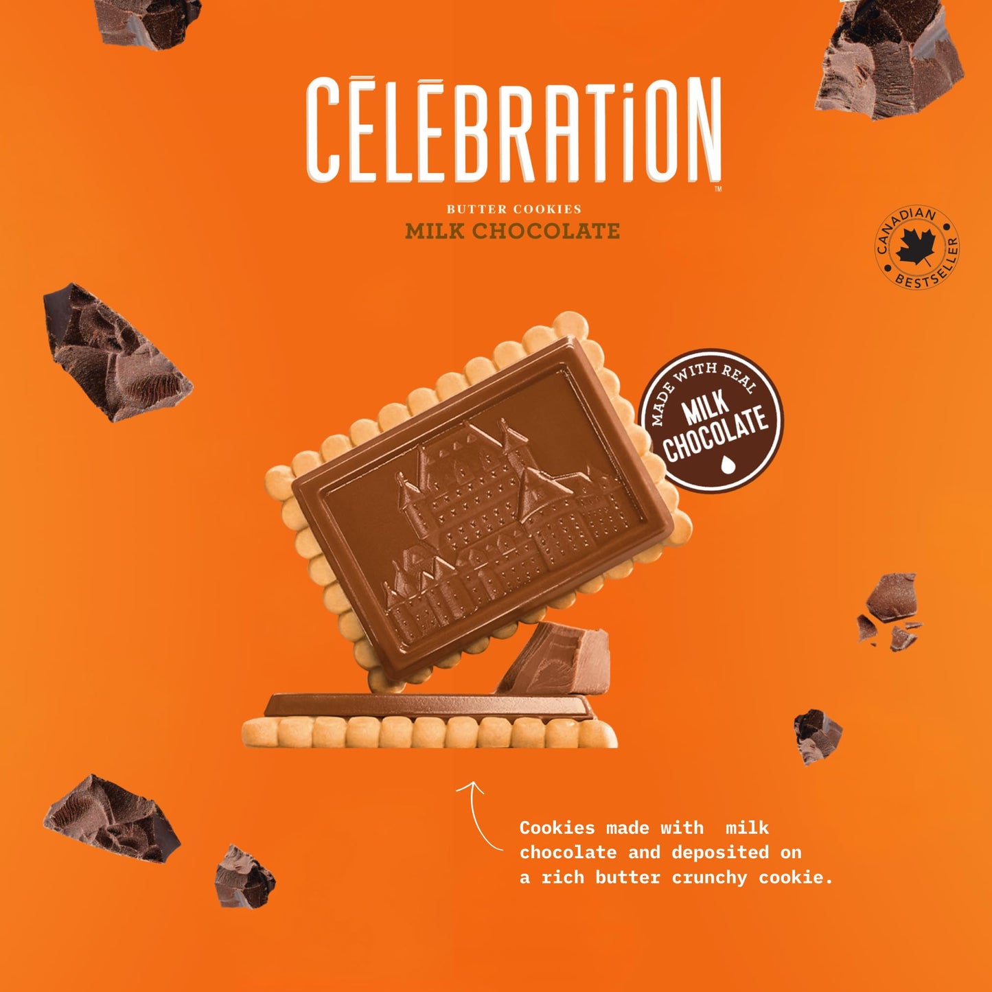Leclerc Celebration Butter Cookies With Milk Chocolate, Premium Chocolate Cookies, A Canadian Classic, 3 Pack