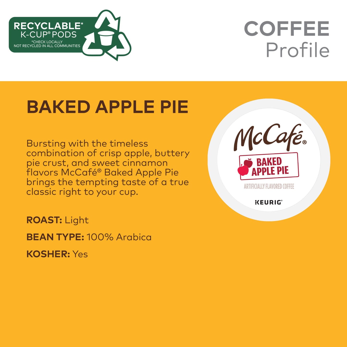 Mccafe Baked Apple Pie Coffee, Keurig Single Serve K-Cup Pods, 96 Count
