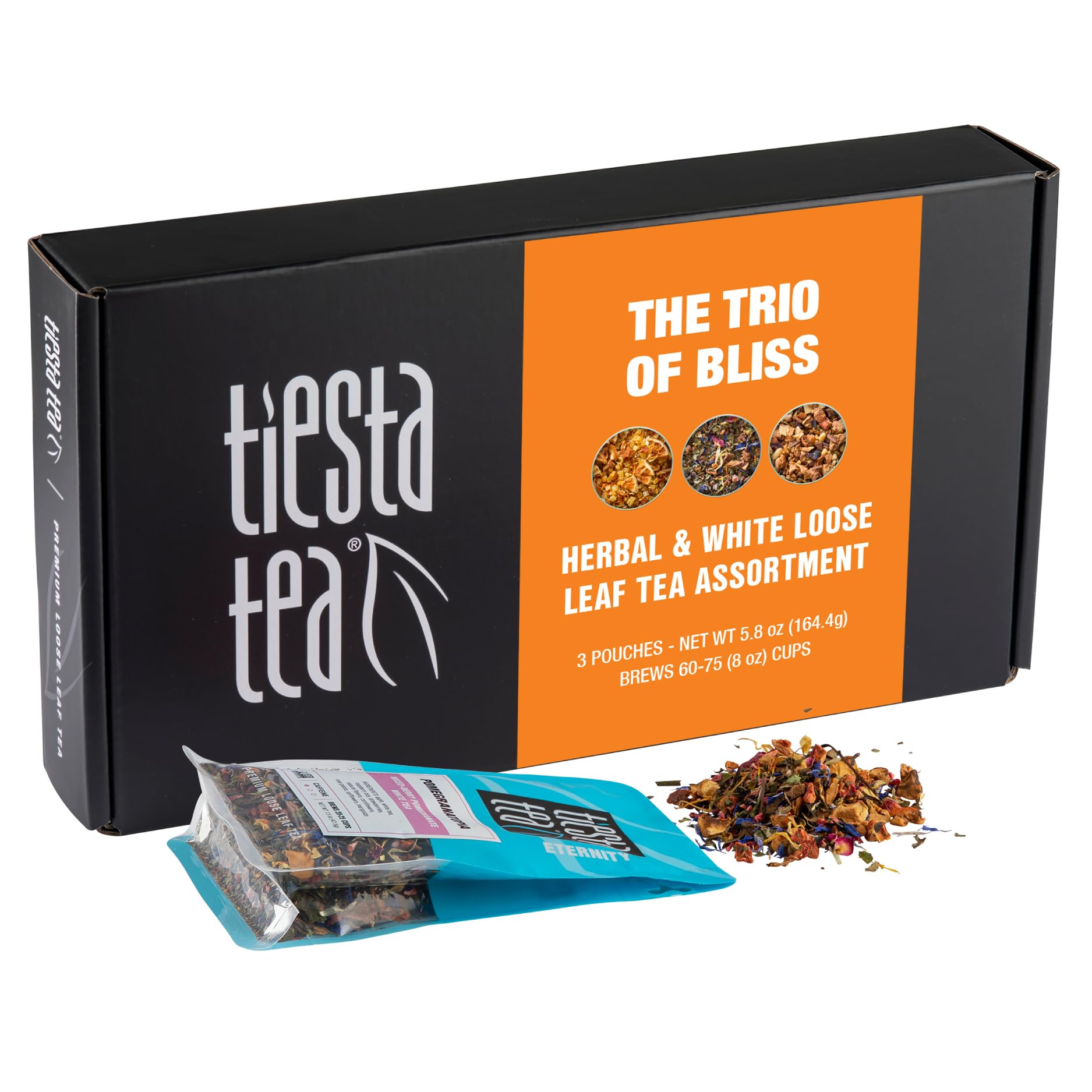 Tiesta Tea Herbal Tea Gift Box - Loose Leaf Variety Pack, Medium to Non-Caffeinated, 3 Assorted Blends, 2.2 Ounce