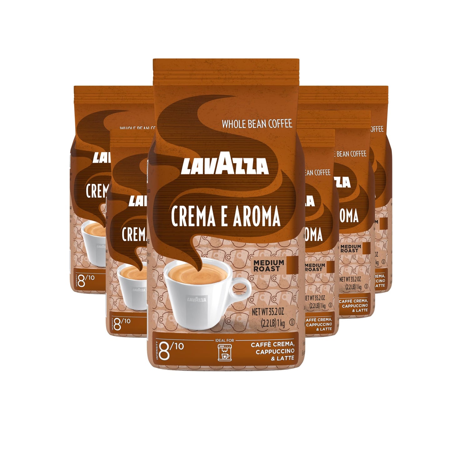 Lavazza Coffee Beans, Crema E Aroma, 35.27 oz (Pack of 6)
