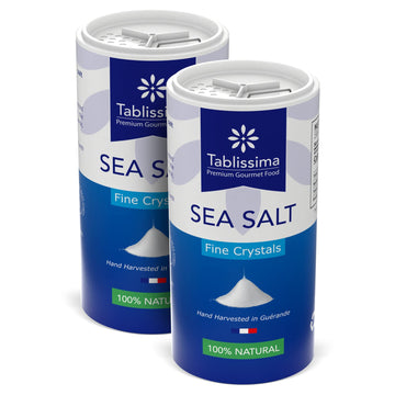 Fine Sea Salt From France - Celtic Sea Salt With Built In Sea Salt Shaker, Ready To Use. 8.8 Oz - Pack Of 2