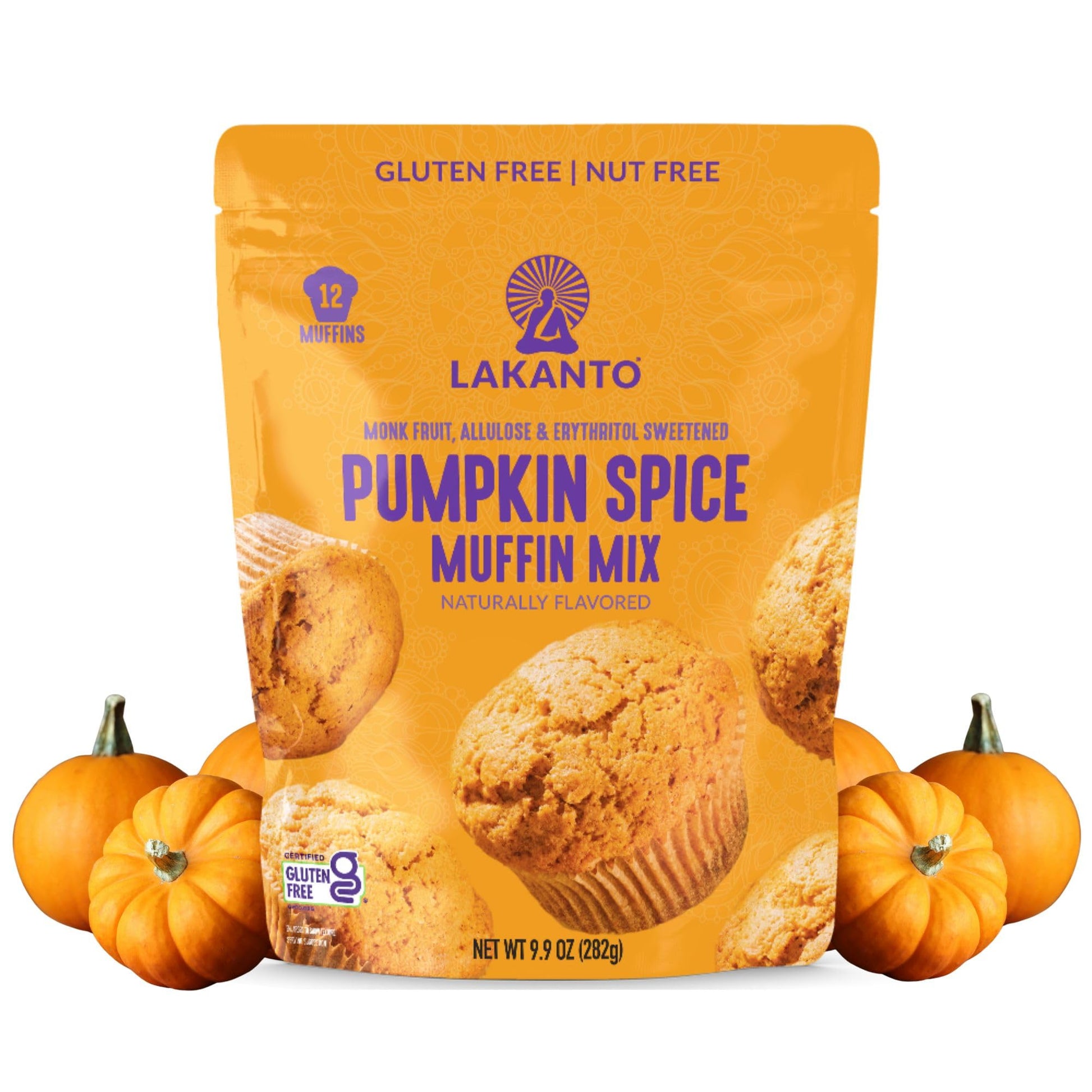 Lakanto Pumpkin Spice Muffin Mix - Gluten Free, Nut Free, Sweetened with Monk Fruit, Allulose, Erythritol, Pumpkin Spice Bread, 