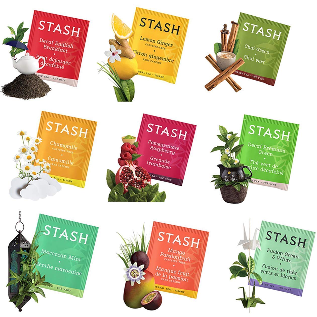 Stash Tea Bags Sampler Assortment Box - 52 Count, 30 Different Flavors, Ideal Gift for Him, Her, Family, Friends, Coworkers