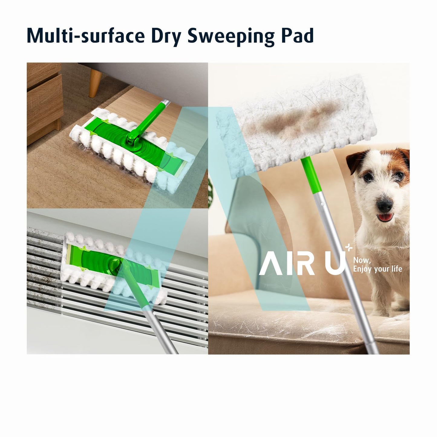 Air U+ Dry Mop Pads For Swiffer Sweeper Heavy Duty Pet Sweeping Refills Cloths Cleaning Hardwood Floor Dust And Hair, Disposable