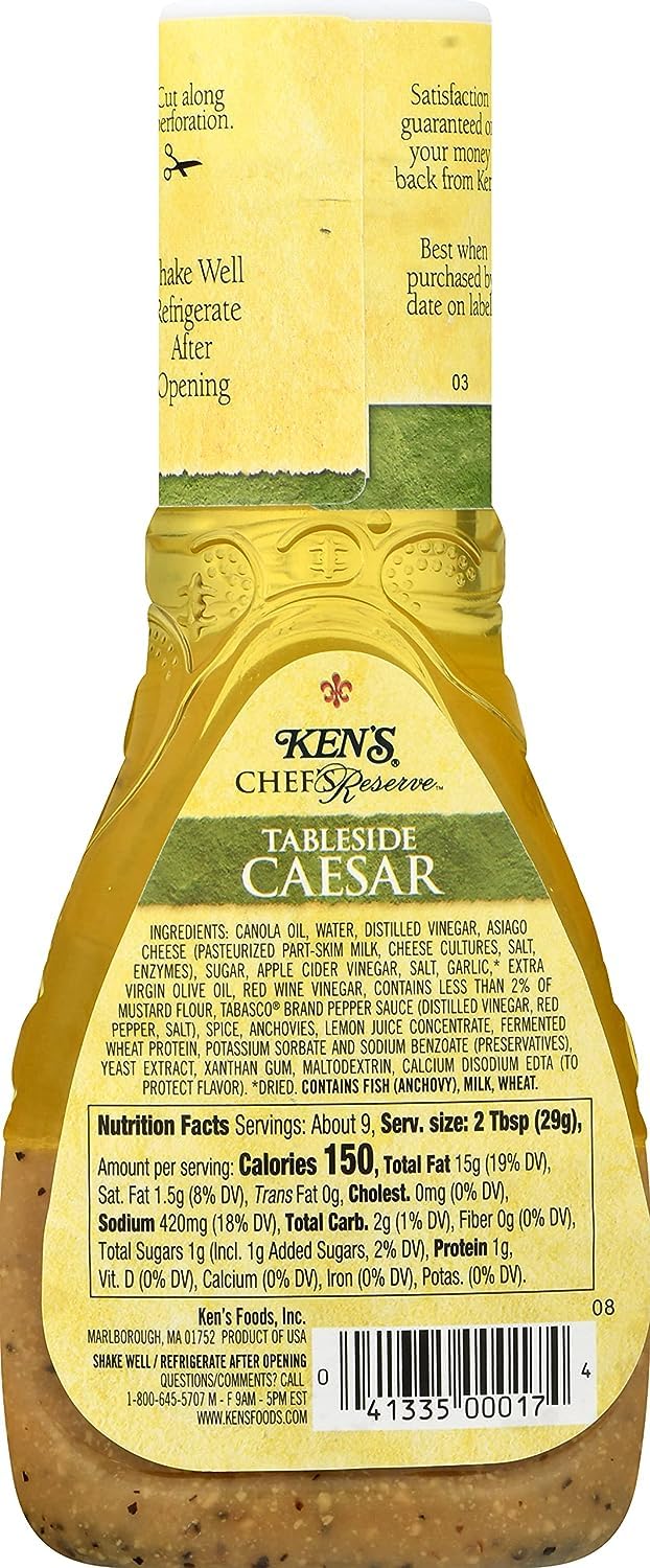 Kens Steak House Caesar Dressing, Tableside, 9 Ounce, Pack of 3