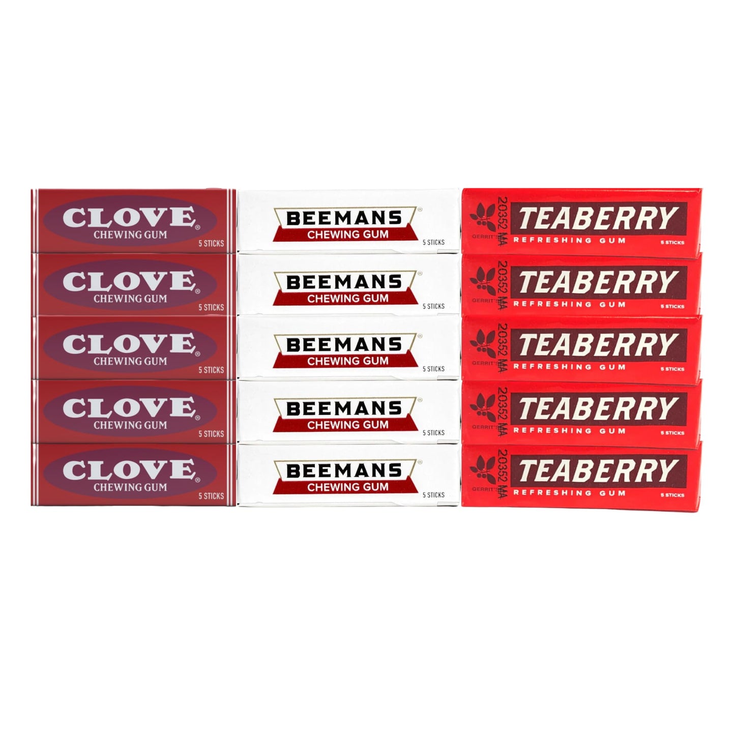 Independent Cuisine Beeman Clove Teaberry Chewing Gum Variety Pack - 15 Count Assortment