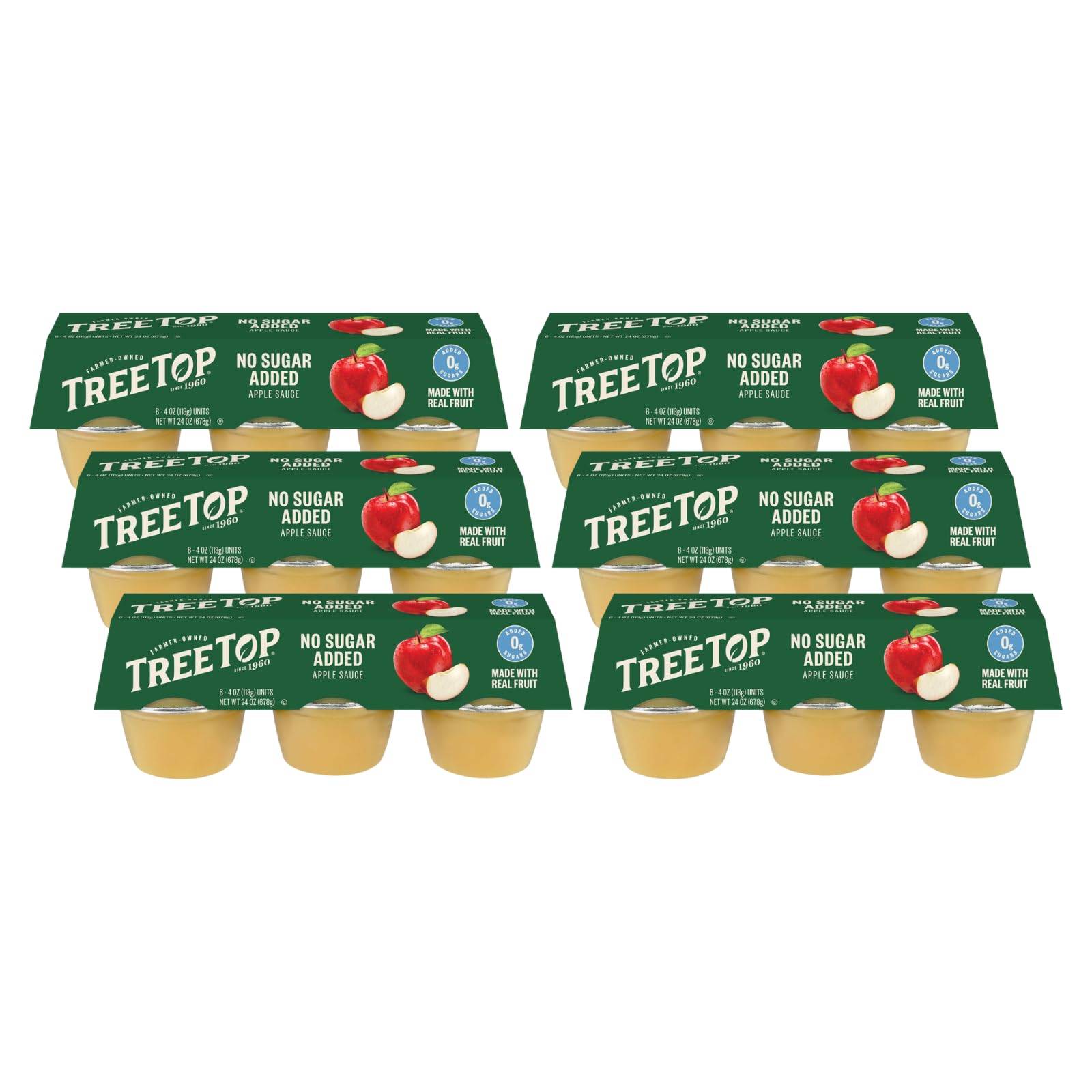 Tree Top Apple Sauce Organic No Sugar Added, 6 Count (Pack Of 6)