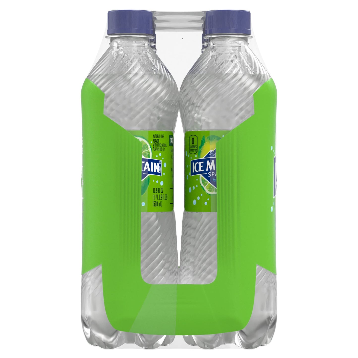 Ice Mountain Sparkling Water, Zesty Lime, 16.9 Fl Oz Bottles, Pack of 8