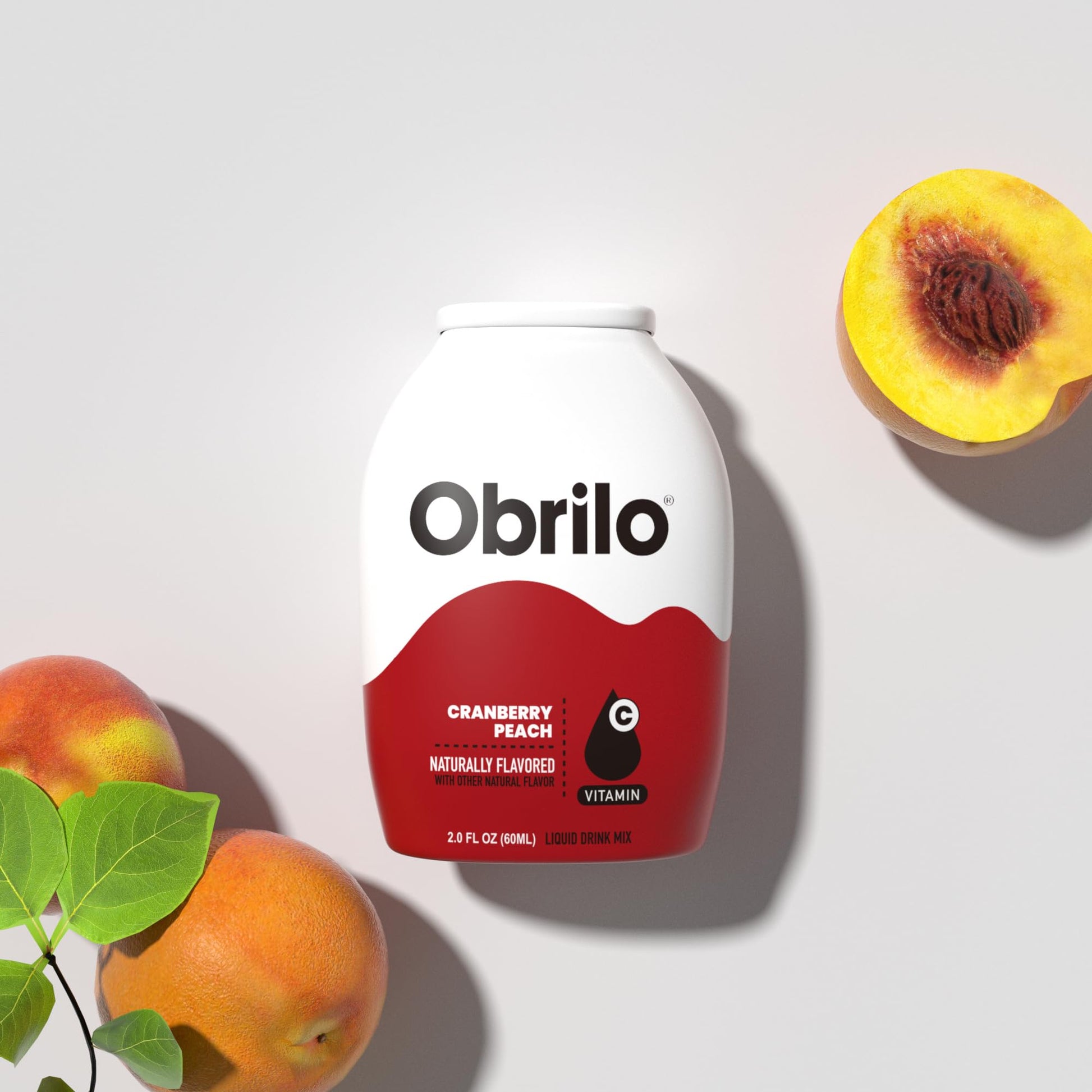 Obrilo Water Enhancer Liquid Flavoring Drops, Zero Sugar, Naturally Flavored, 2 Fl Oz, Pack of 5, Clear, Cranberry Peach