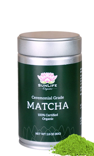 Sunlife Organics Matcha Tin - 100% Certified Organic Matcha Powder | Authentic Ceremonial Grade Japanese Green Tea (80G Tin)