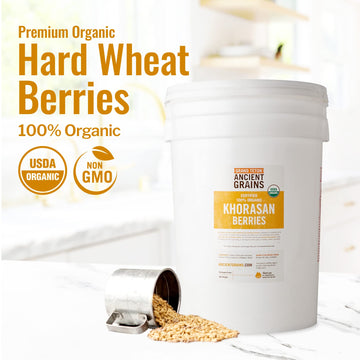 Grand Teton Organic Khorasan Wheat Berries, Premium Food-Grade, 43 lbs