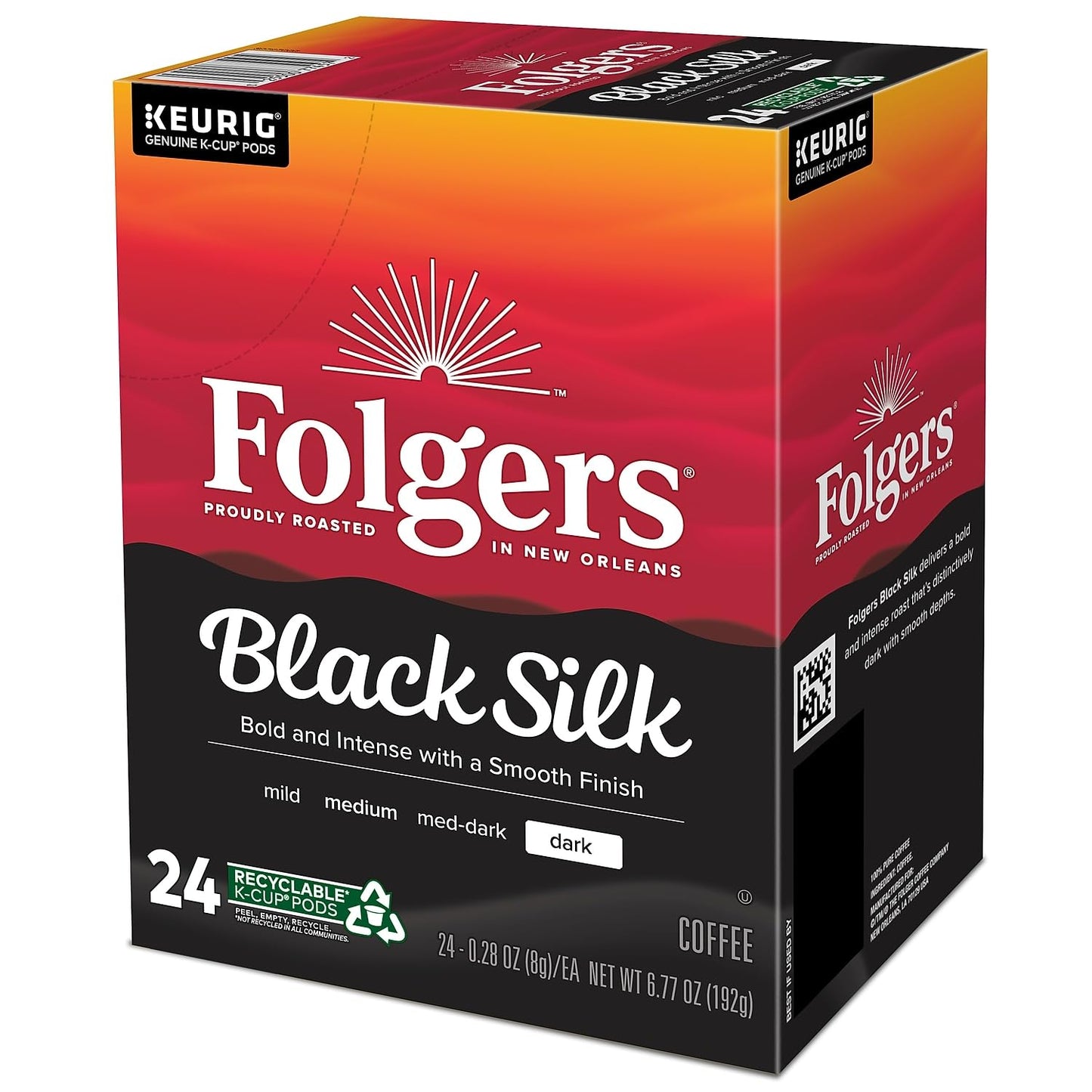 Folgers Gourmet Selections Black Silk Coffee K-Cups,Pack Of 96