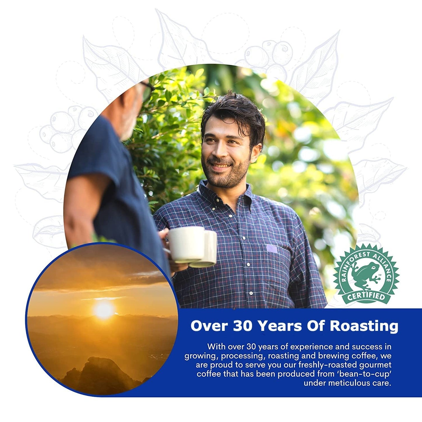 Cafe Blue - 100% Authentic Jamaica Blue Mountain Coffee from Clifton Mount Estate  Medium Roast Whole Bean Coffee  enhanced Arabica Coffee Beans  Coffee Bag of 16 Ounces (1 Pound  454 Grams)