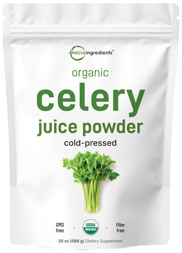 Organic Celery Juice Powder, 20 Ounce (1.25 Pound), 70 Serving, Celery Detox and Cold Pressed, Boosts Immune System, Energy and 
