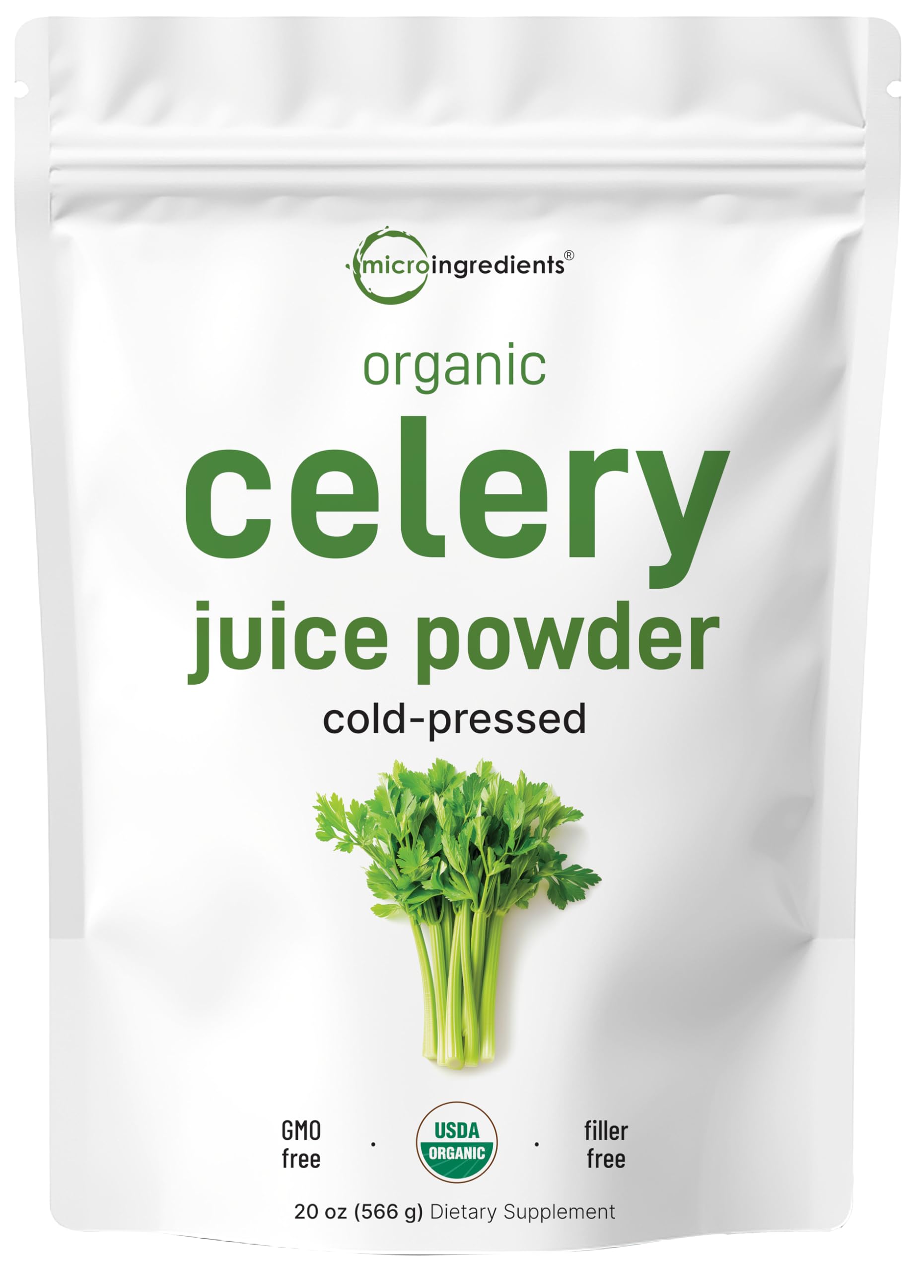 Organic Celery Juice Powder  20 Ounce (1.25 Pound)  70 Serving  Celery Detox and Cold Pressed  Boosts Immune System  Energy and Supports Gut Health  Rich in Immune Vitamin C and Minerals  Vegan