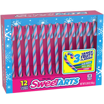 SweeTARTS Holiday Candy Canes, Christmas Stocking Stuffers Box for Kids, Multicolor, Assorted, 5.28 Oz, 12 Count