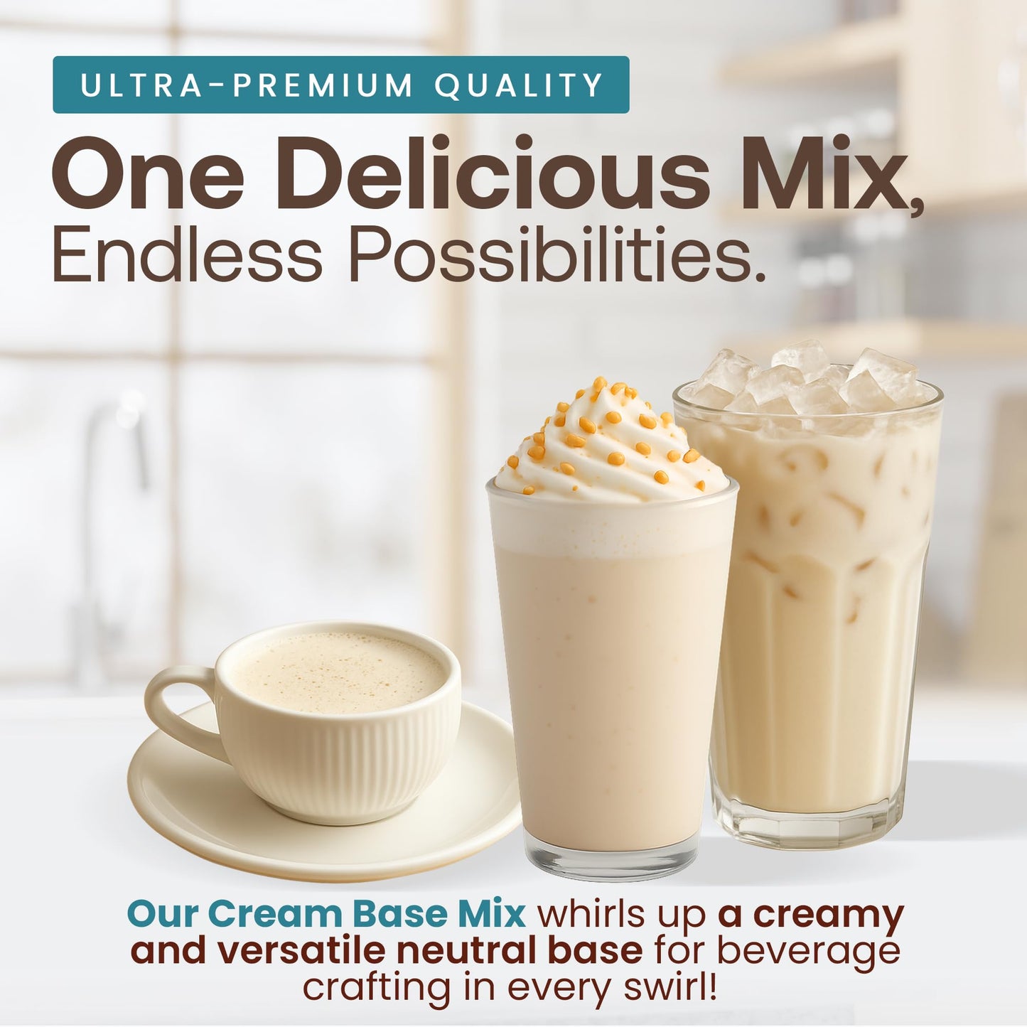 Dr. Smoothie Café Essentials Cream Base - No Artificial Colors or Sweeteners - Shelf Stable - 3.5 lb Bag (30 Servings)