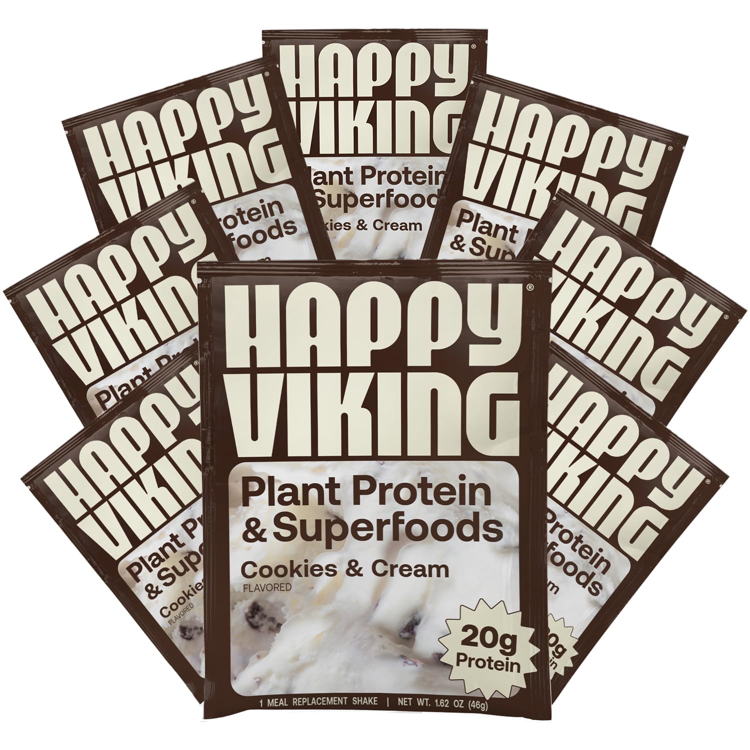 Happy Viking Cookies & Cream Plant Protein Powder, Created by Venus Williams, 20G Protein, Low Carb, Keto, Vegan, Gluten-Free, N