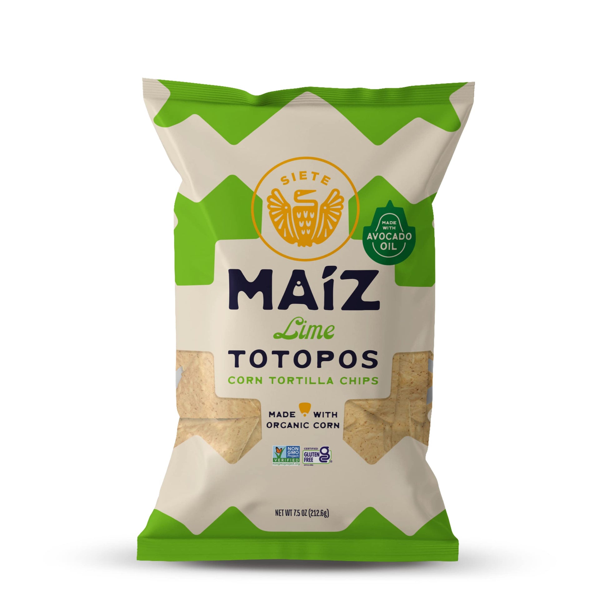 Siete Maiz Totopos Corn Tortilla Chips | Lime | Gluten Free | Vegan Snacks | Non GMO & Organic Corn Chip | Made with Avocado Oil