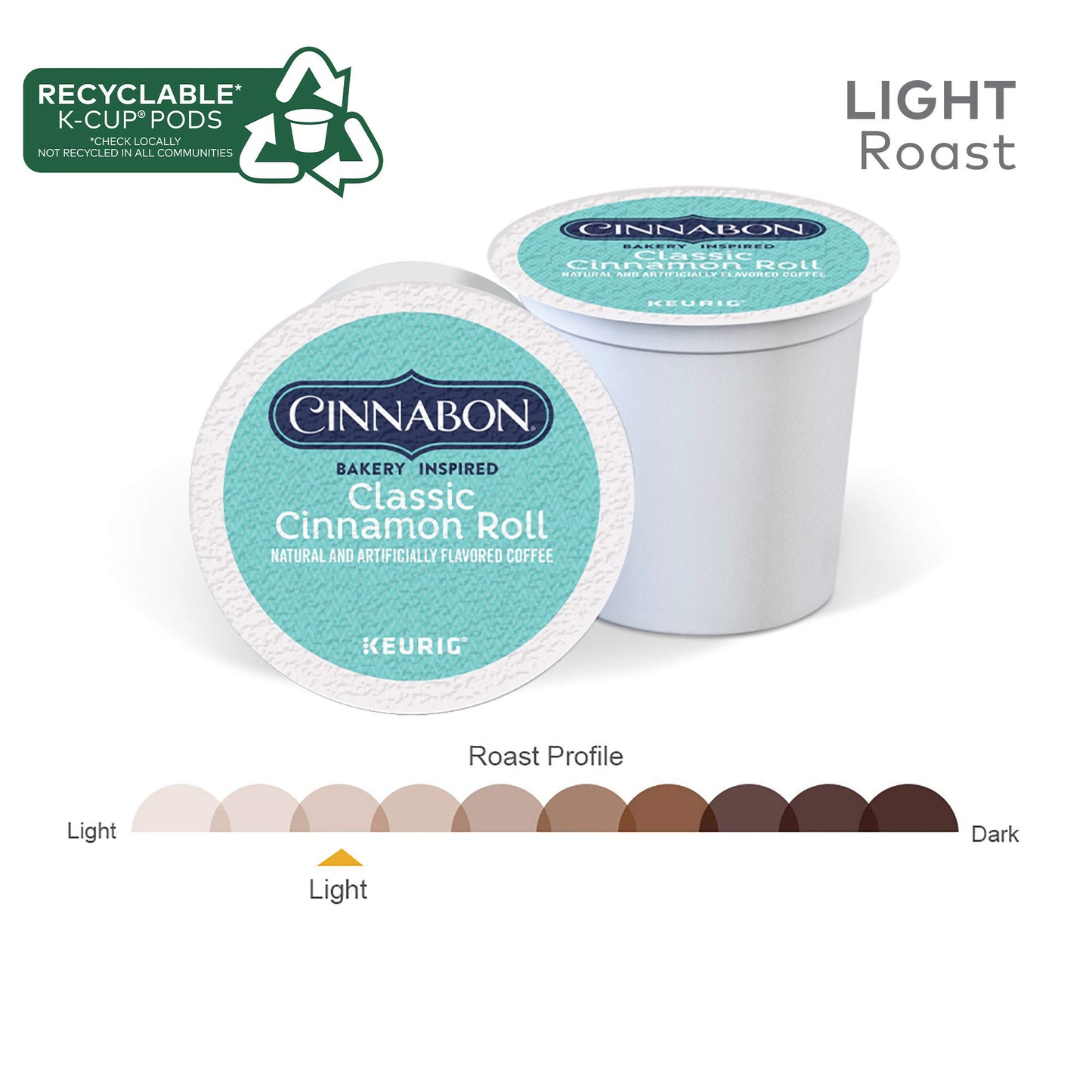 CINNABON Classic Cinnamon Roll K-Cup Pods, Light Roast Coffee, 72 Count, Model 5000053537, Basic Color
