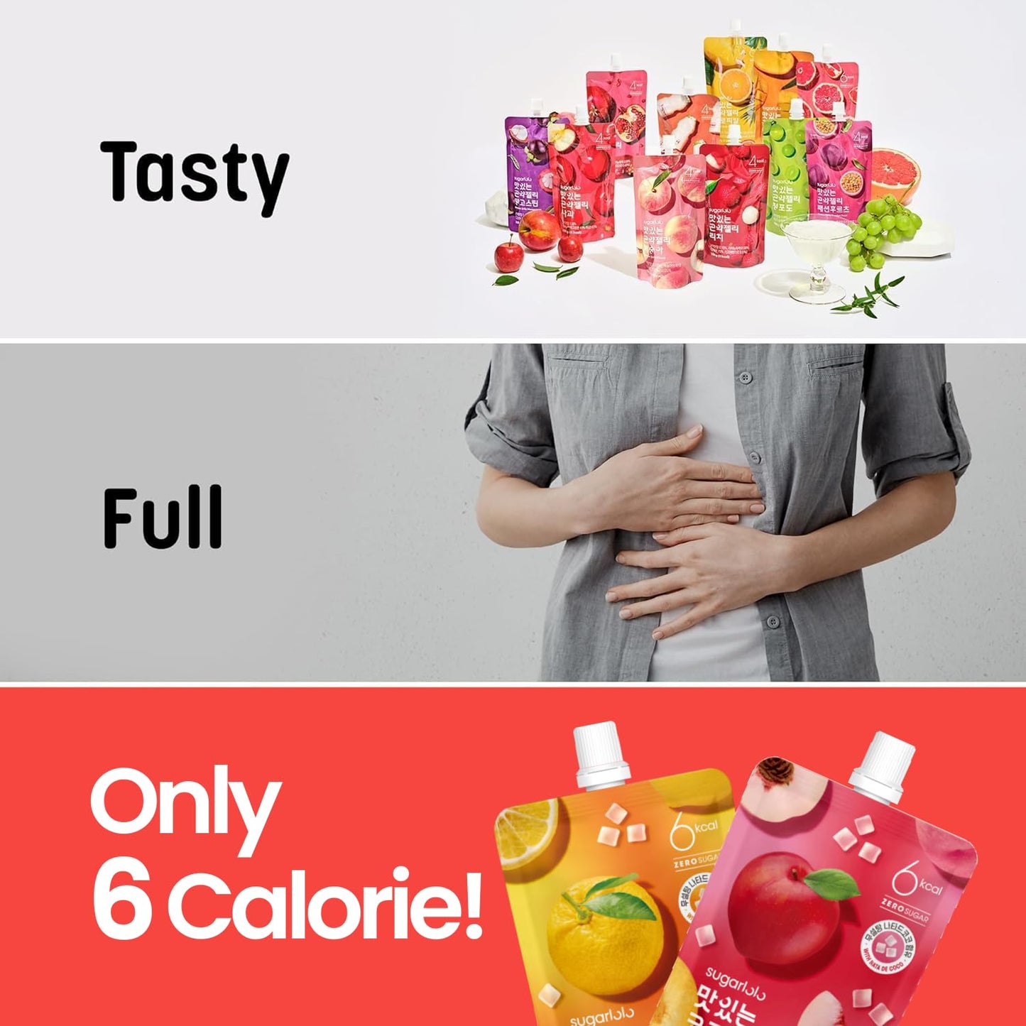 Sugarlolo Konjac Sweet Coco Yuzu & Lemon Jelly Snack - Vegan Jello With Zero Sugar | Only 6 Calories Per Pouch | Low Calorie Kor