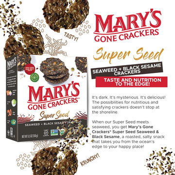 Mary'S Gone Crackers Super Seed Crackers, Seaweed & Black Sesame, 5.5 Ounce (Pack Of 1), Organic Plant Based Protein, Gluten Fre