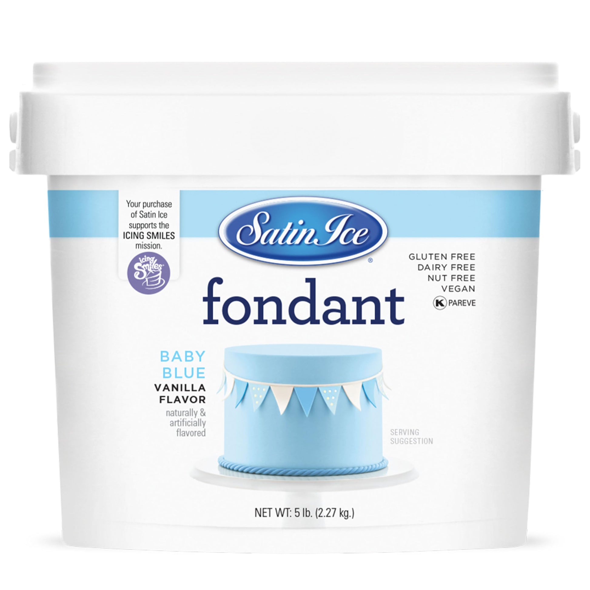 Satin Ice Fondant, Baby Blue, 5 Pound, Vanilla Flavor, Ideal for Cake Decorating