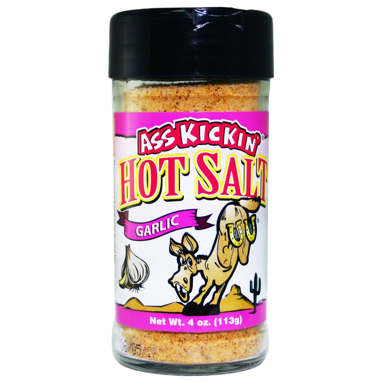 ASS KICKIN Hot & Spicy Garlic Salt - 4oz Shaker Jar - Gourmet Seasoning for Popcorn, Fries, and More