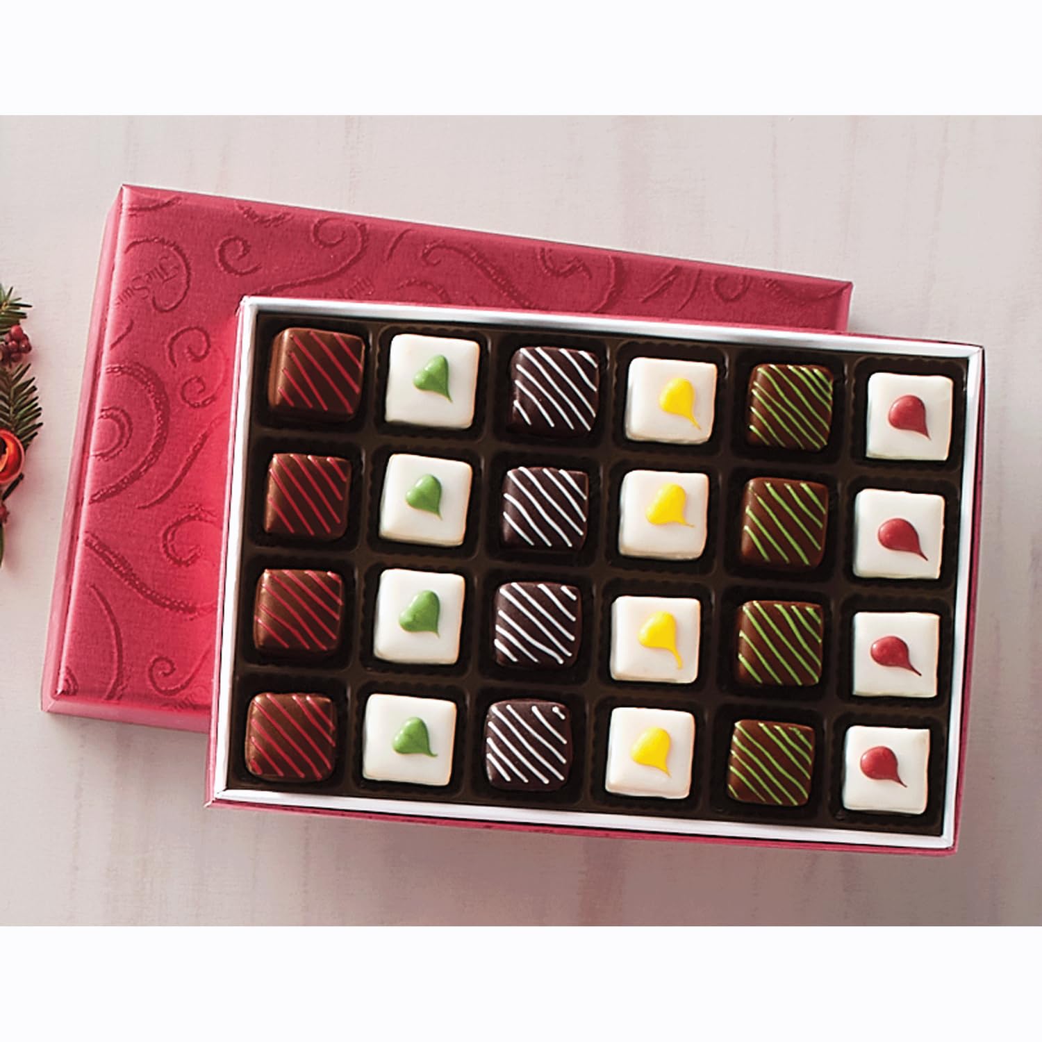 The Swiss Colony Christmas Petits Fours - Assorted Chocolate and Swiss Creme Gourmet Mini Layer Cakes Holiday Gift Pack of 24