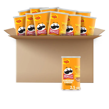 Pringles Potato Crisps Chips, Lunch Snacks, Office And Kids Snacks, Grab N' Go, Cheddar Cheese (12 Cans)