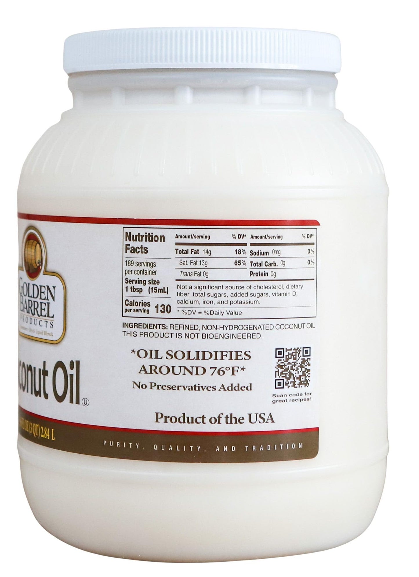 Golden Barrel Coconut Oil (96 Fl. Oz.)