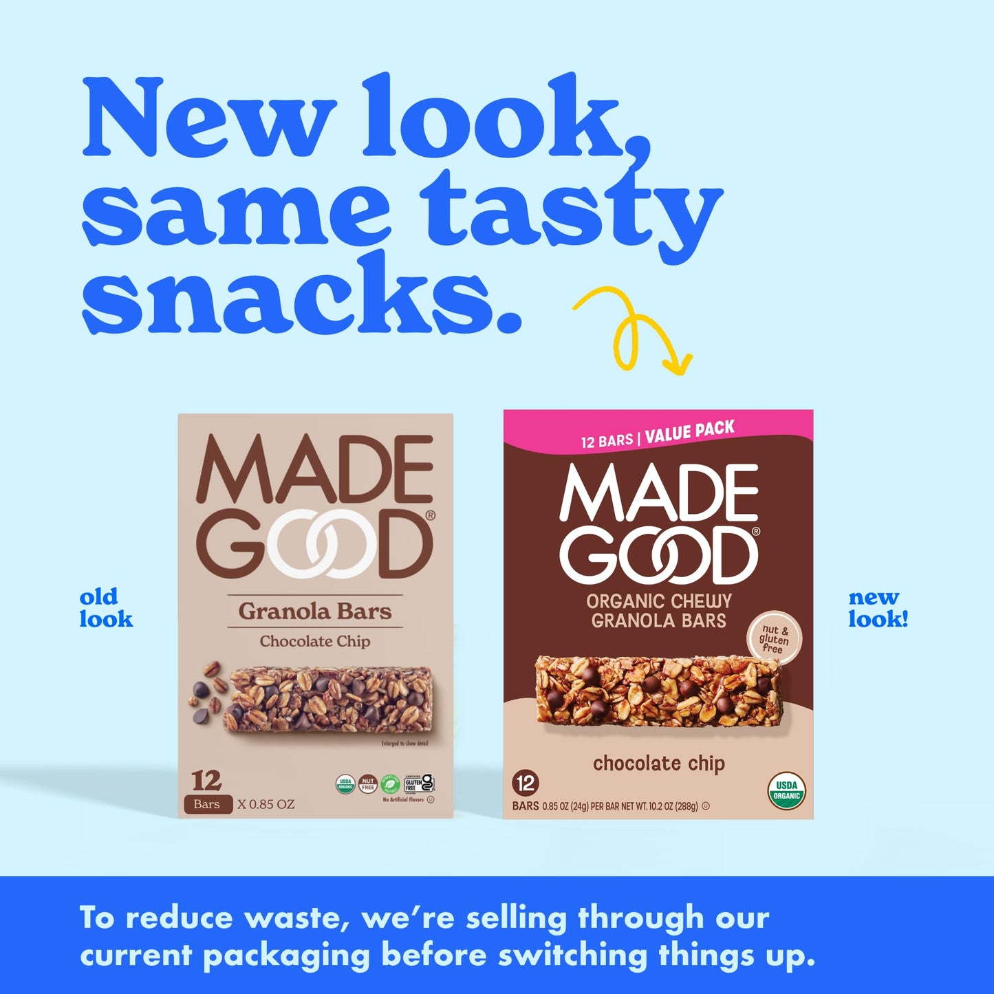 MadeGood Chocolate Chip Granola Bars, 12 Healthy Snack Bars, 0.85 oz Each