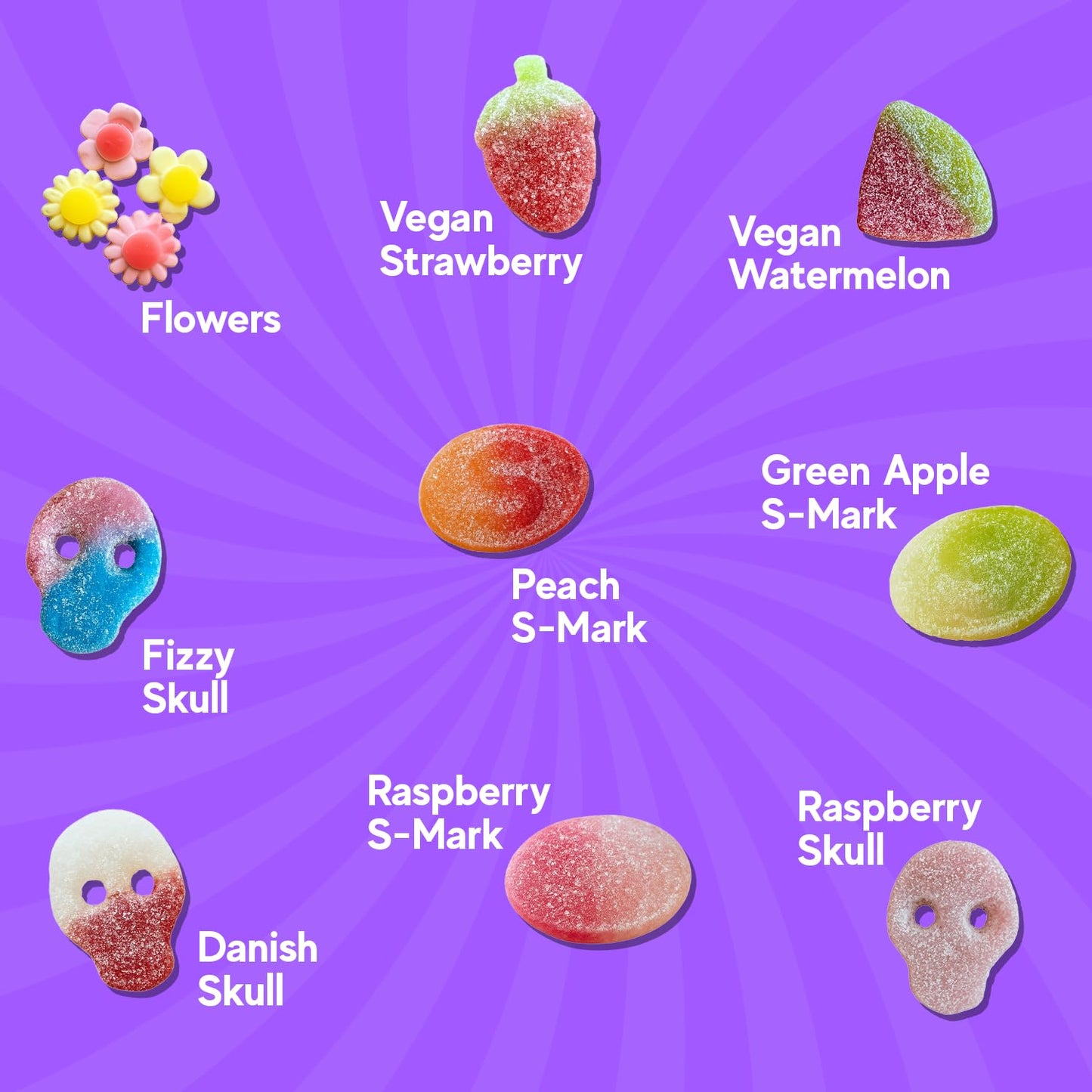 Purple Truck Swedish Candy Mix - Gelatin-Free, Non-GMO, Fun Shapes - 8oz Resealable Bag