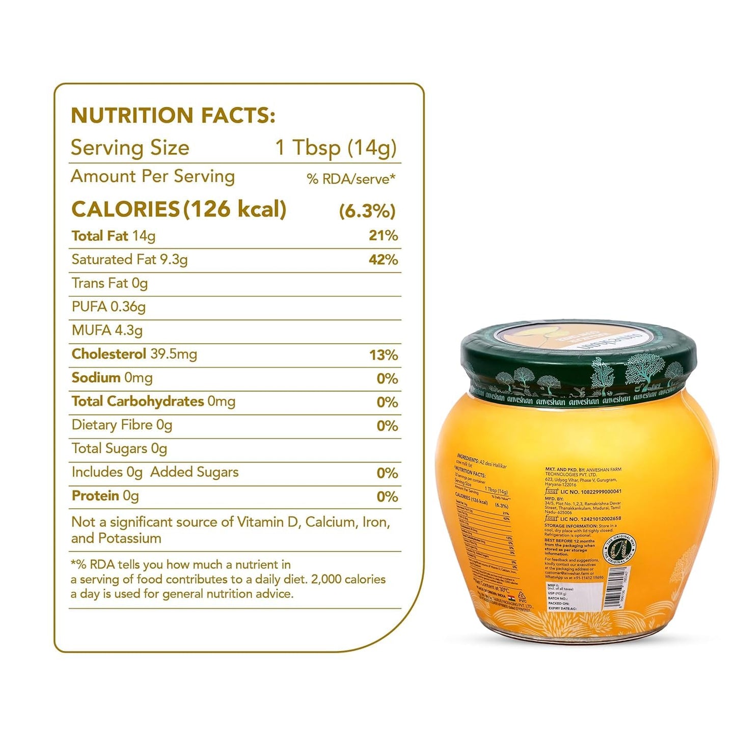 Anveshan A2 Cow Ghee 500Ml | Glass Jar | Bilona Method | Curd-Churned |Pure, Natural & Healthy | Lab Tested