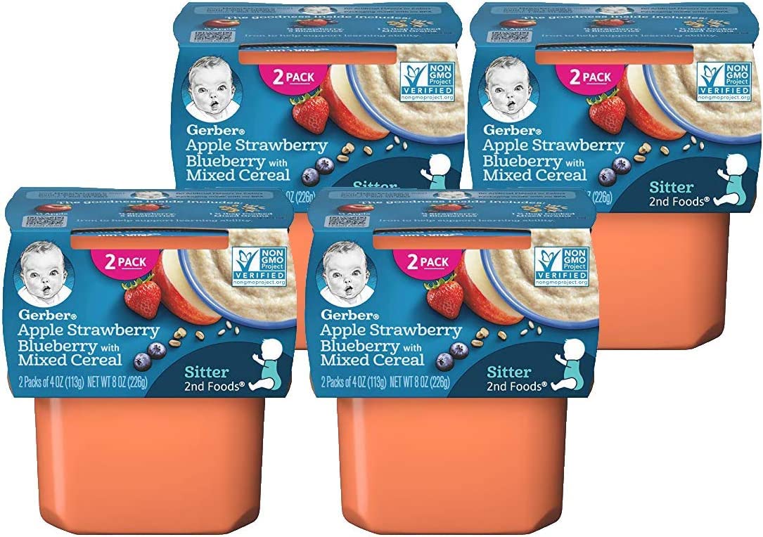 Gerber Natural For Baby 2Nd Foods Apple Strawberry Blueberry 8 Ounce (Pack Of 4)