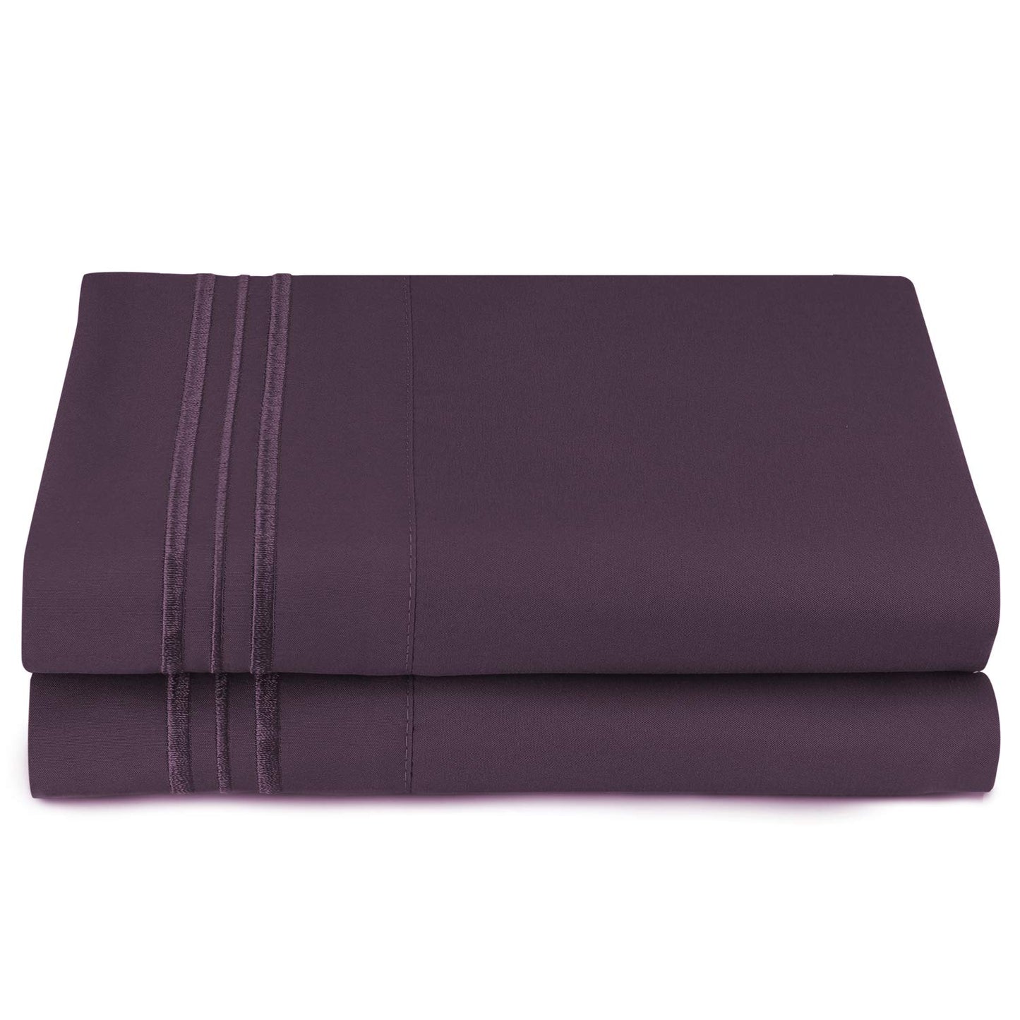 Nestl King Size Pillow Cases 2 Pc - Soft Pillow Cover - Lightweight Purple Eggplant Pillowcase - Microfiber King Size Pillow Cas