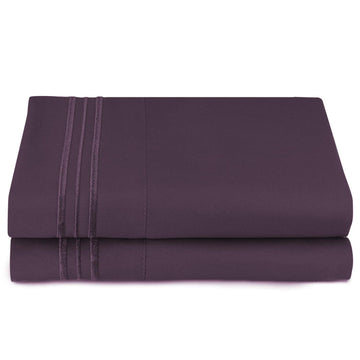 Nestl King Size Pillow Cases 2 Pc - Soft Pillow Cover - Lightweight Purple Eggplant Pillowcase - Microfiber King Size Pillow Cas