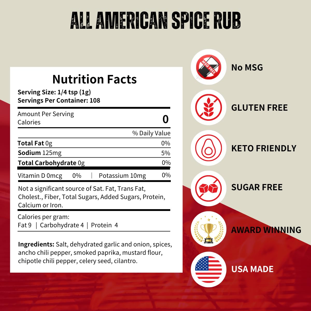 Pork Barrel BBQ All American Spice Rub - Keto, Gluten-Free, No MSG, 3.8 oz