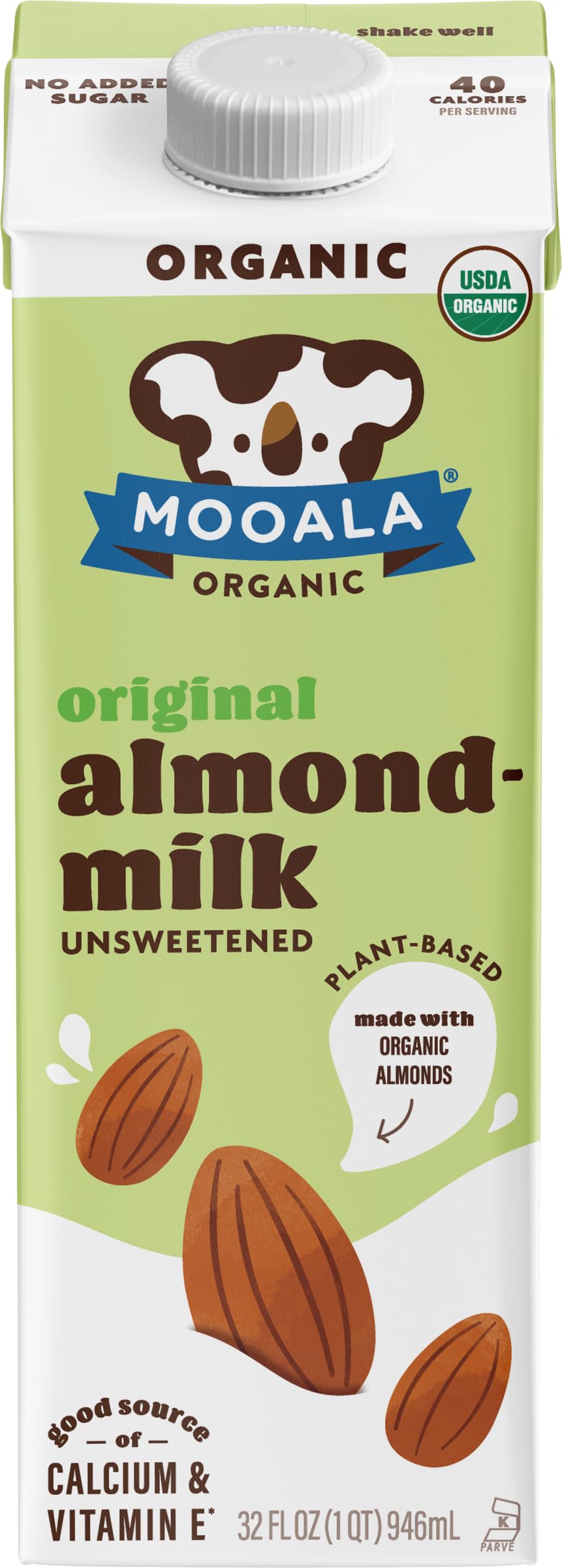 Mooala Brands Plant Based Beverage, Unsweetened Original Almondmilk (6 Pack) | Organic Plant Based Beverage | Dairy Free, Gluten Free, Organic, Kosher |
