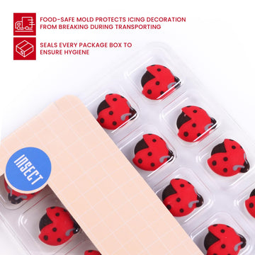 Edible Ladybug Cake Topper - 16Pcs Icing Decorations For Cake, Cupcake, Cookies, Ice Cream, And Macaron
