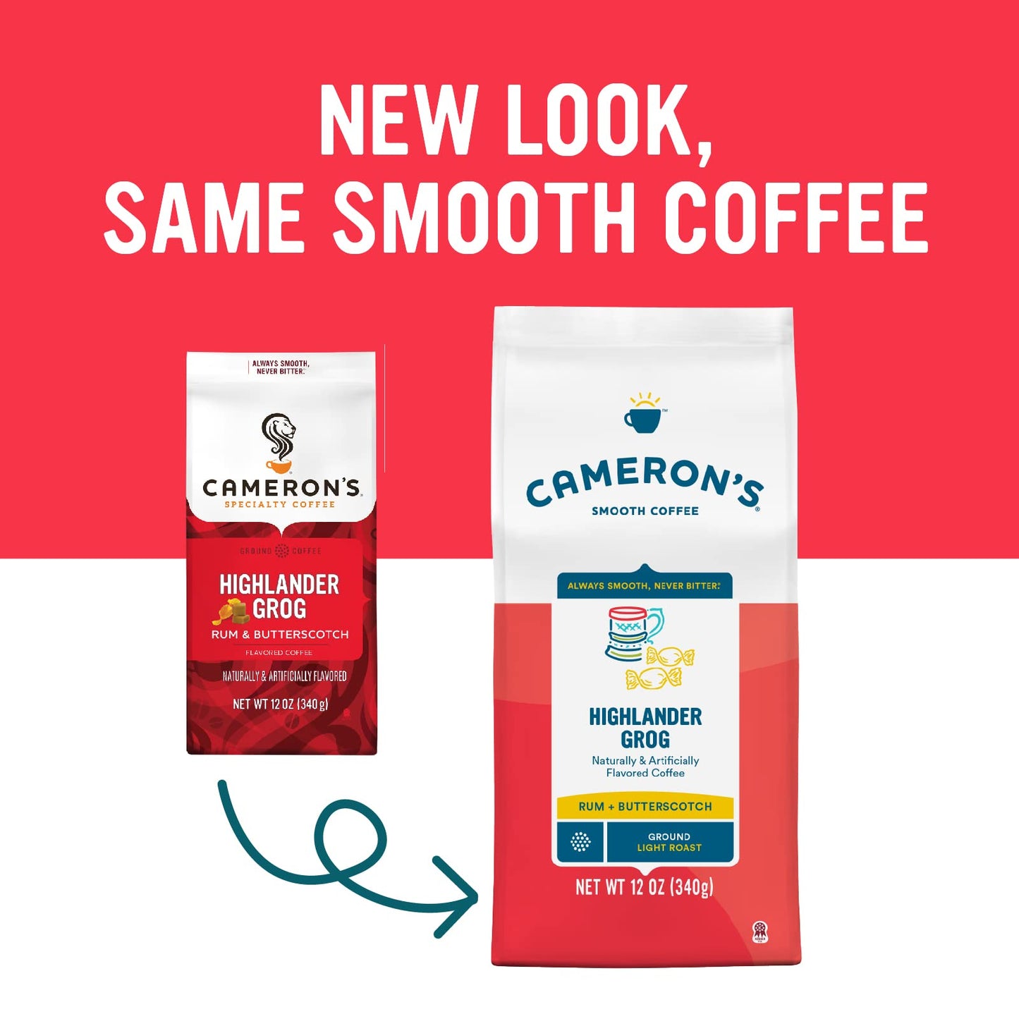 Cameron s Coffee Roasted Ground Coffee Bag  Flavored  Highlander Grog  12 Ounce  Pack of 6