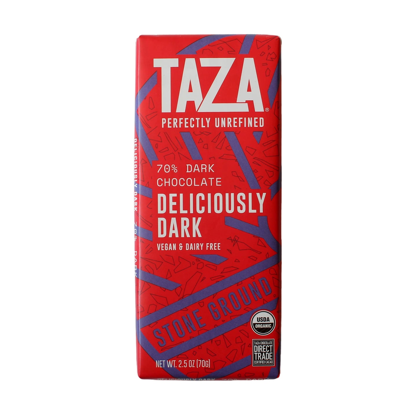 Taza Chocolate Organic Amaze Bar 70% Stone Ground, Deliciously Dark, 2.5 Ounce (10 Count), Vegan