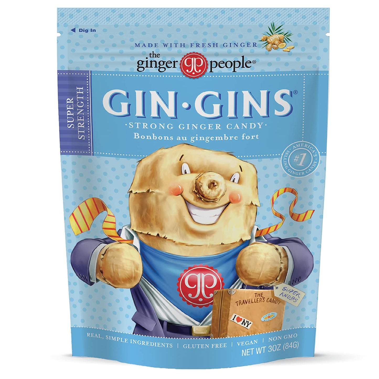 Flavor Blend Flavor Blends Super Strength - 100% Natural Candy By The Flavor Blendger People - Individually Wrapped Healthy Treats - Made With The Fresh Rhizome - Super Strength Flavor - 3Oz Bag - Pack Of 1