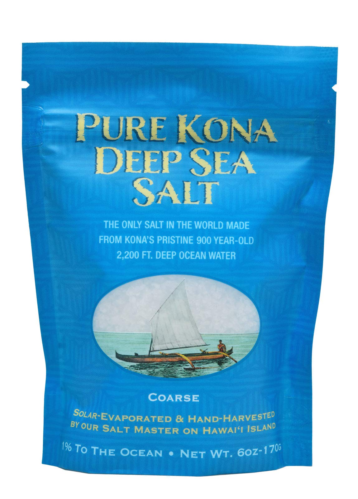 Pure Kona Deep Sea Salt Coarse/Grinder Refill 6Oz. Bag - Pure And Top-Grade - 100% Hawaiian Kona Deep Sea Salt