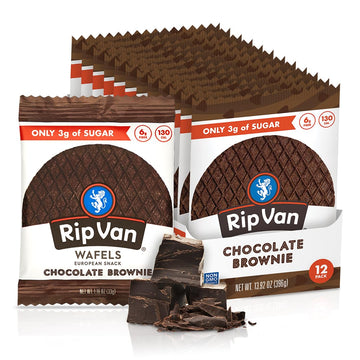 Rip Van Wafels Chocolate Brownie Stroopwafels - Healthy Snacks - Non GMO Snack - Keto Friendly - Office Snacks - Low Sugar (3g) 