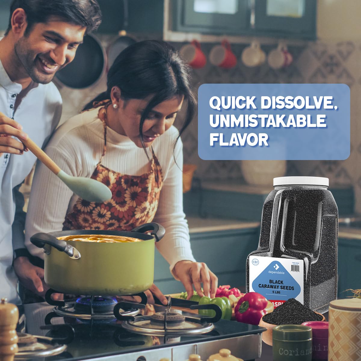 Dependable Food Black Caraway Seeds - 100% Natural, Non-GMO, Kosher - 5 lb Bulk Jar