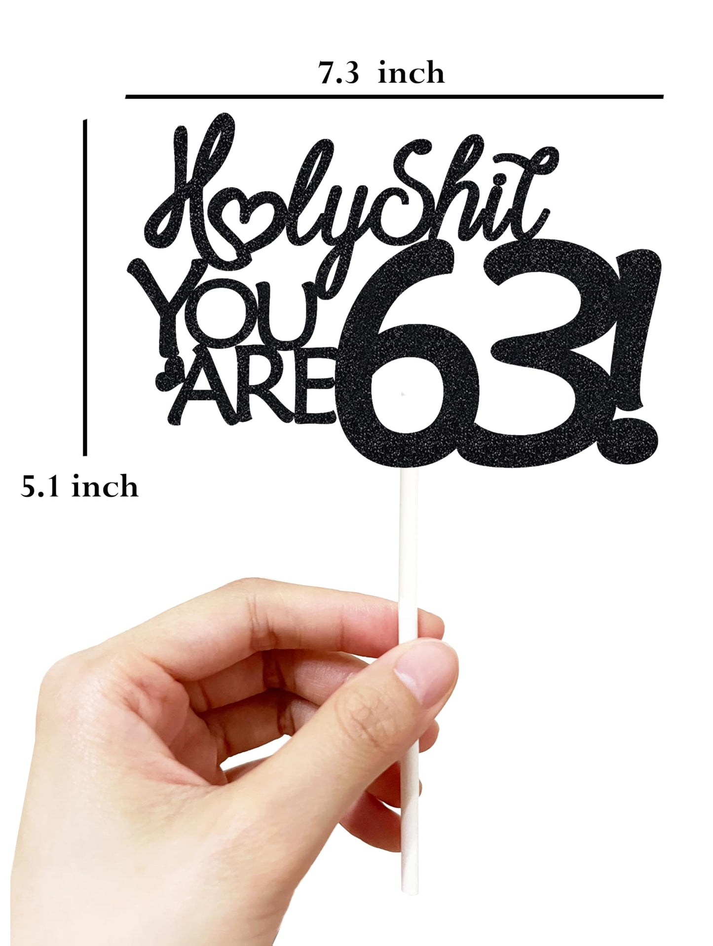 Happy 63Rd Birthday Cake Topper - Funny Sixty Three Topper For Men & Women - Black Glitter