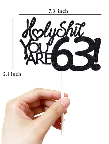 Happy 63Rd Birthday Cake Topper - Funny Sixty Three Topper For Men & Women - Black Glitter