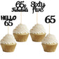 Gyufise 24Pcs Black Glitter 65Th Birthday Cupcake Toppers Hello 65 Sixty Five Cake Toppers 65 & Fabulous Cupcake Picks For 65Th
