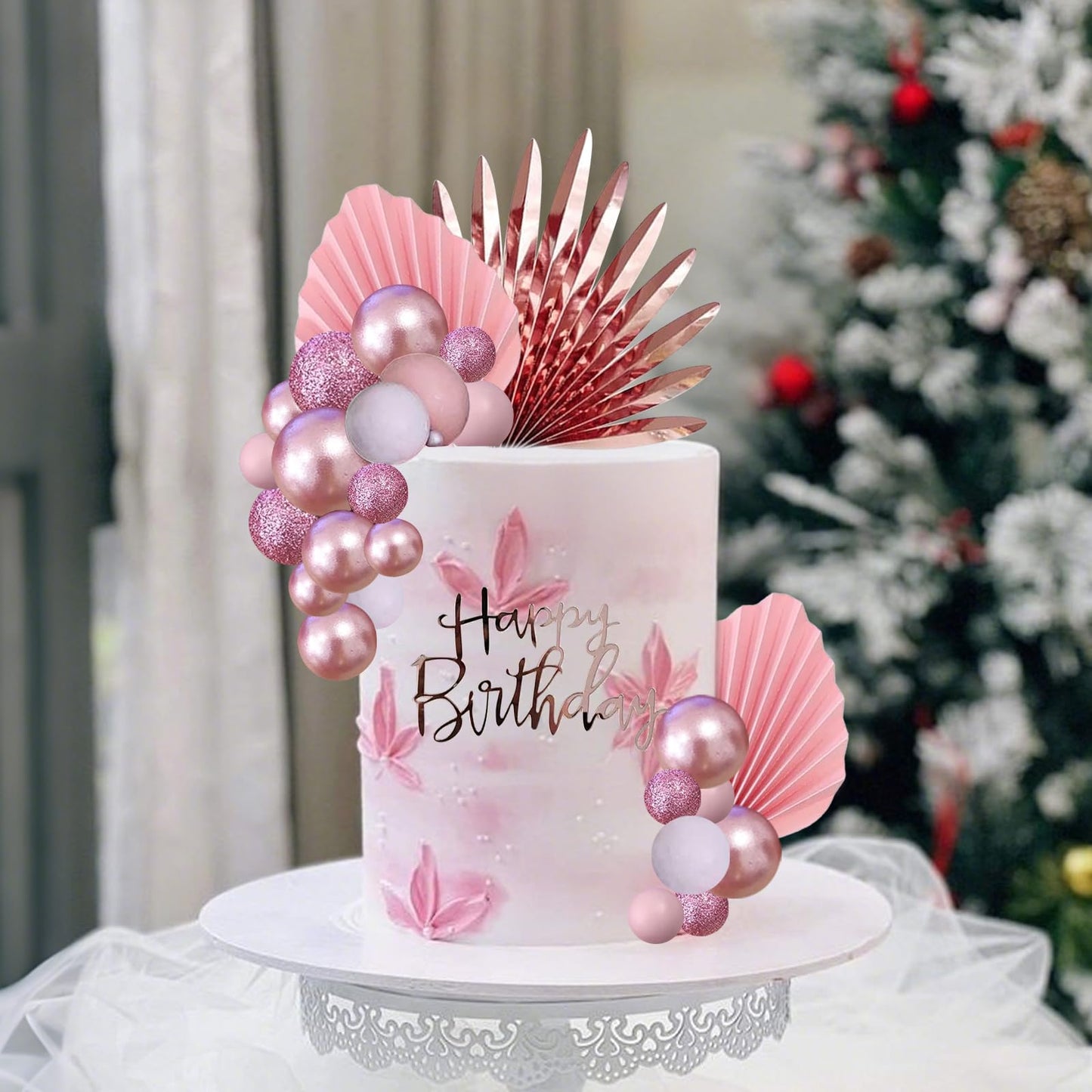Rose Pink Cake Toppers Rose Cake Decorations For Women Birthday Boho Wedding Pink Cake Decor Birthday Cake Decoration (Rose Pink